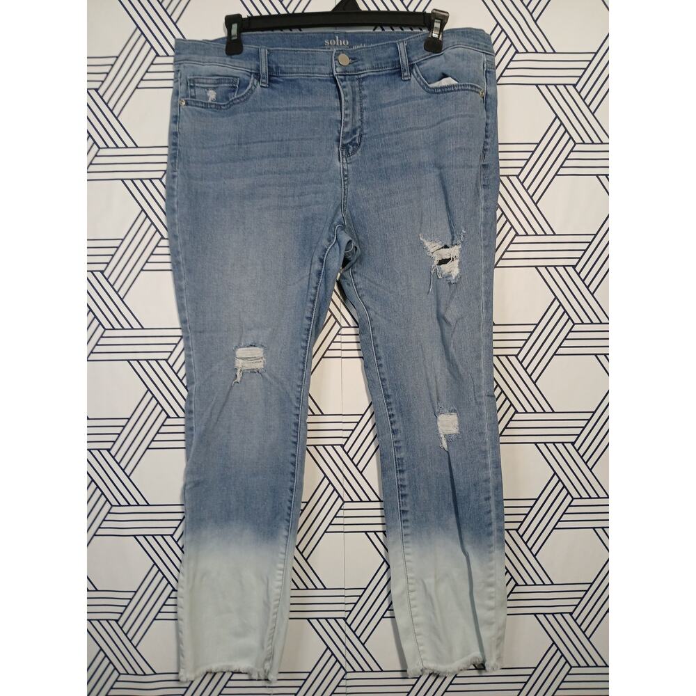 SOHO New York Ombré Ankle Jeans Distressed Raw Hem Grunge Art Aesthetic Denim
